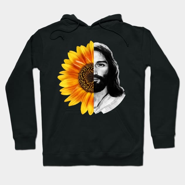 Jesus Christ Sunflower Christian God Faith Flower Hoodie by Maxx Exchange